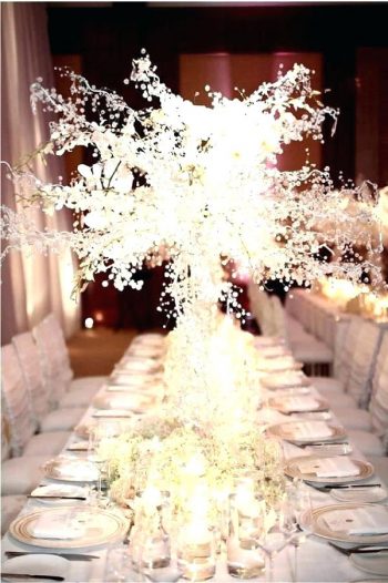 Winter Wedding Centerpiece ideas using lighting branches 