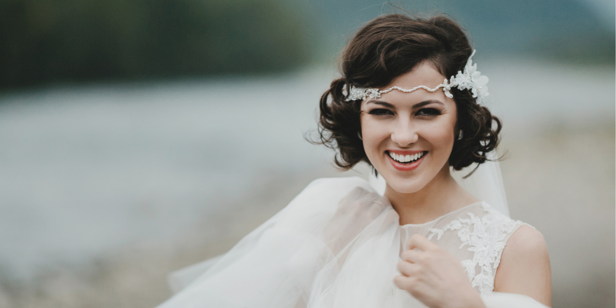 One of my favorite looks for brides with short hair is a headband veil. It is such a timeless look and will make you look so chic. 