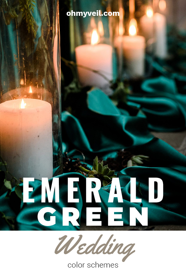 One of the hottest wedding colors in emerald green. It's bold and beautiful! If you are a fan of green, or just want to stay away from the traditional color schemes, read on for awesome ideas. We've included tips for tablescapes, dresses, decor and more. Read on for more wedding planning tips. #emeraldgreenweddingscheme #weddingcolors #weddingplanning